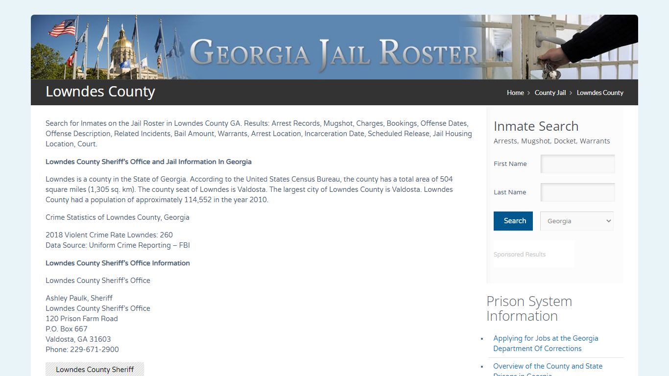 Lowndes County | Georgia Jail Inmate Search