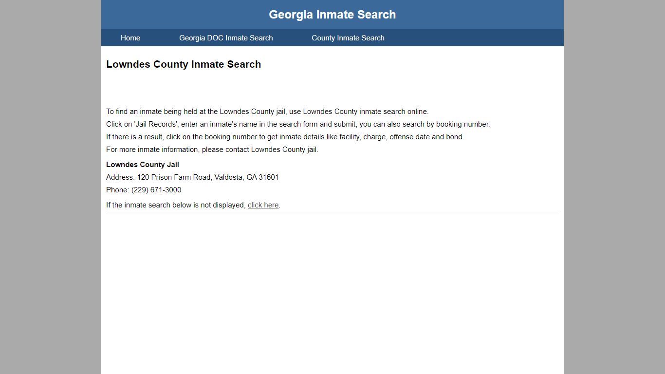 Lowndes County Jail Inmate Search