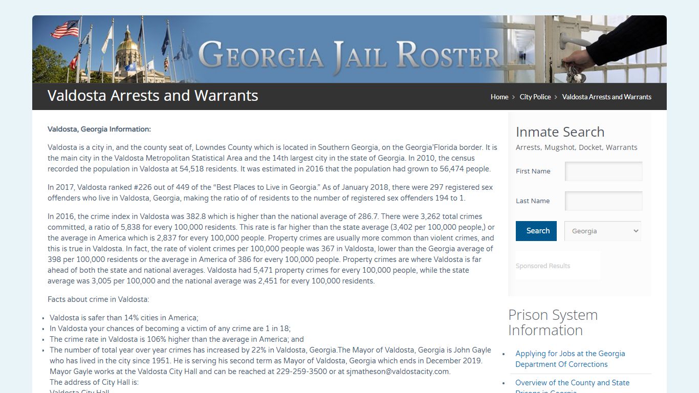 Valdosta Arrests and Warrants | Georgia Jail Inmate Search